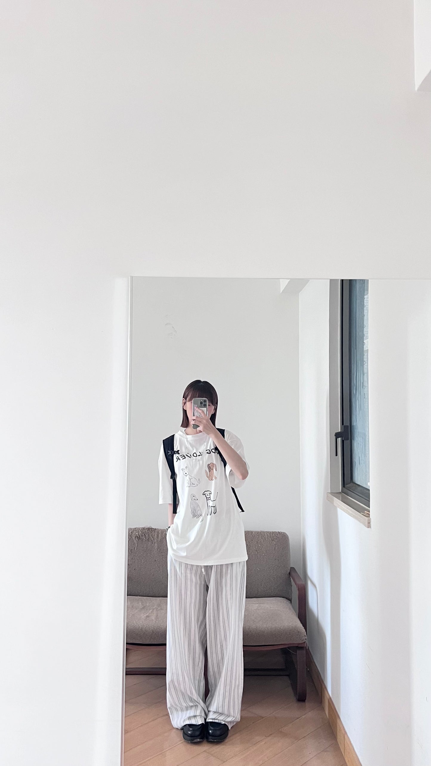 causal striped wide pants in baby blue