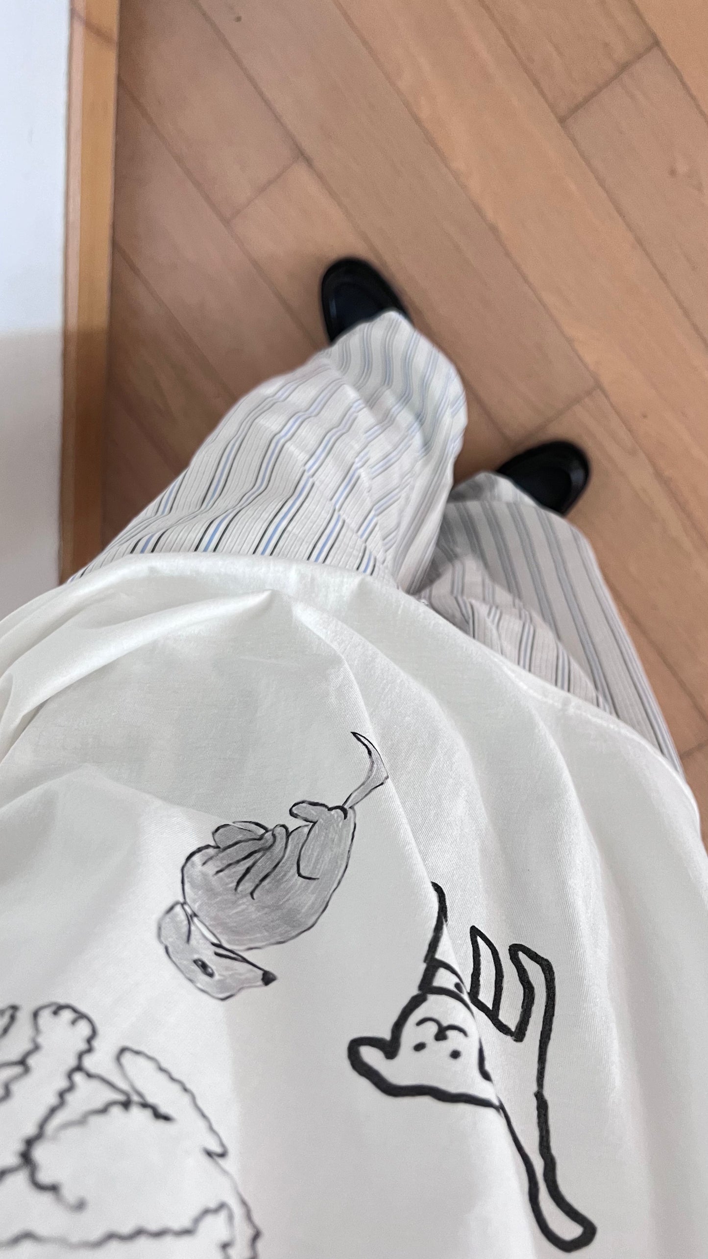 causal striped wide pants in baby blue