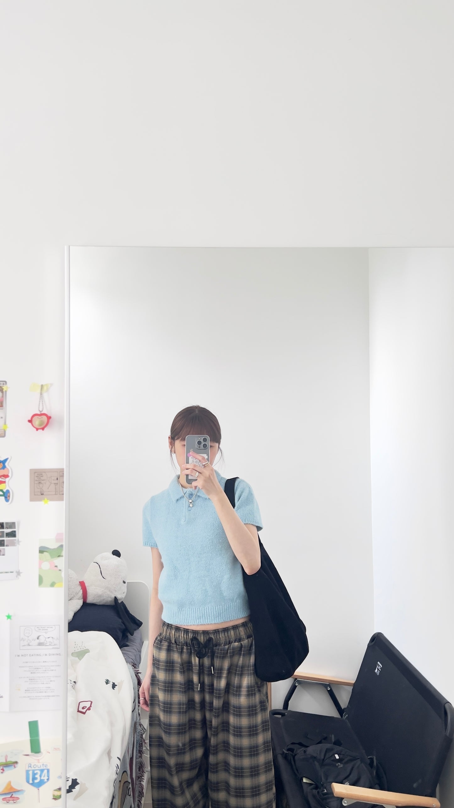 The kyoto checked trousers in beige (pre-order)