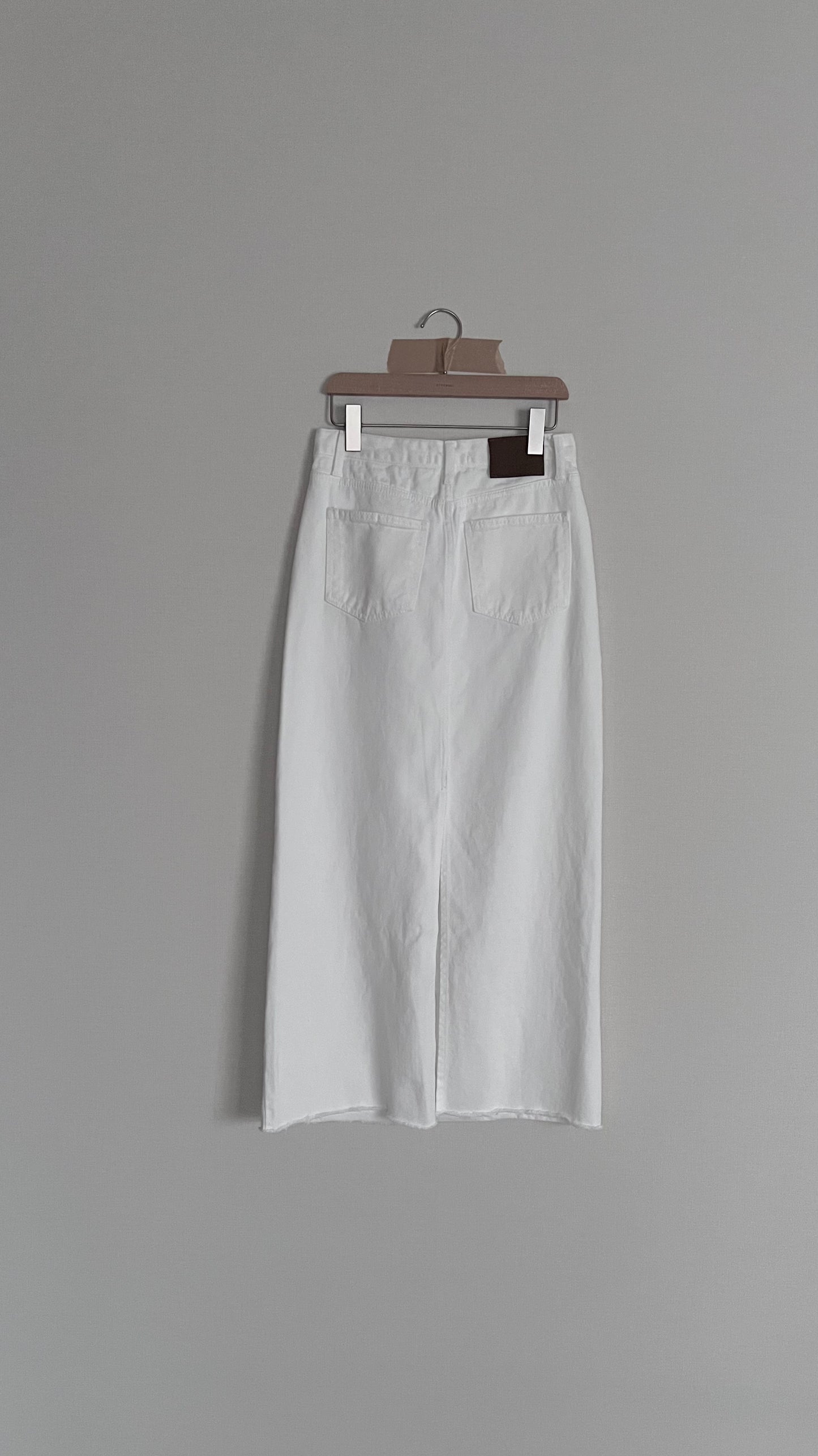 classic denim maxi skirt in off white