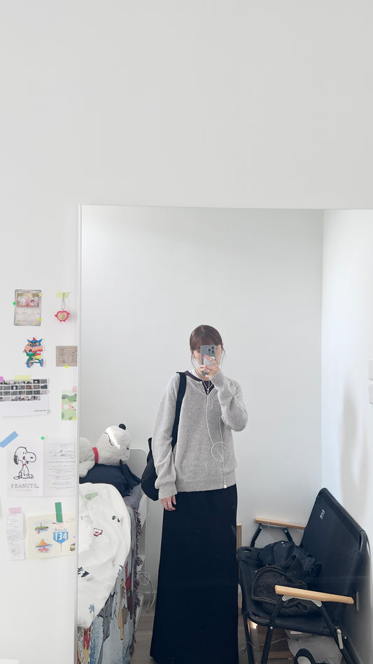 nico sheer knit sweater in grey (pre-order)