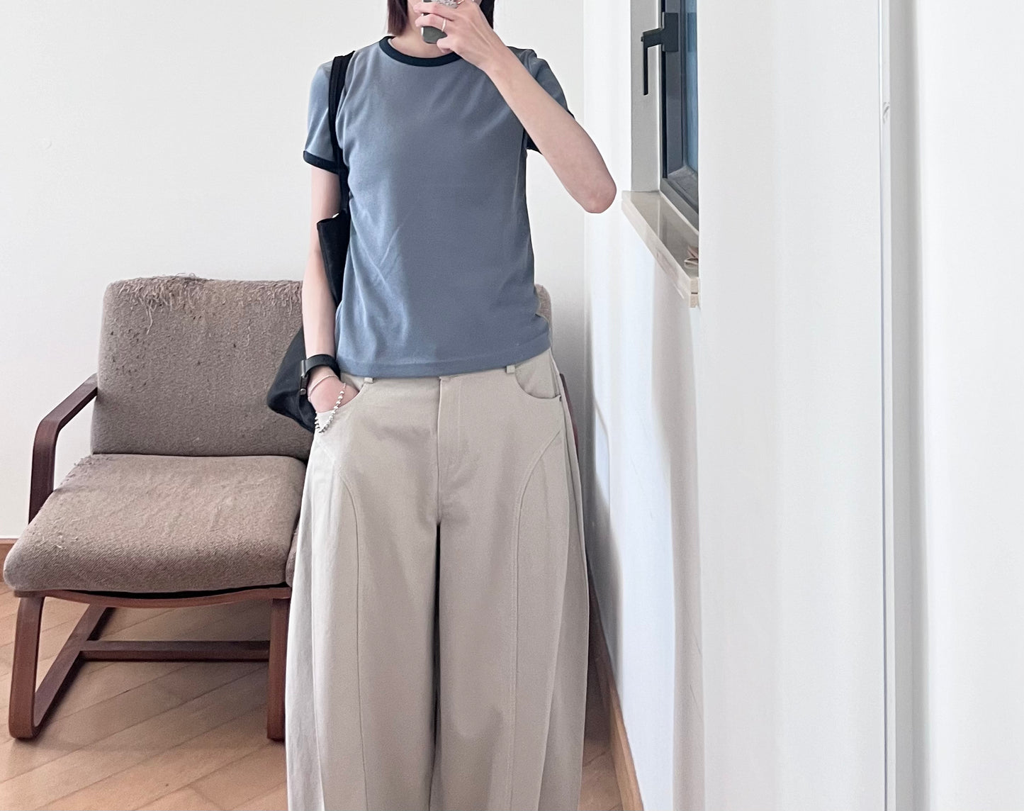cleanline contrast tee in dusty blue (pre-order)