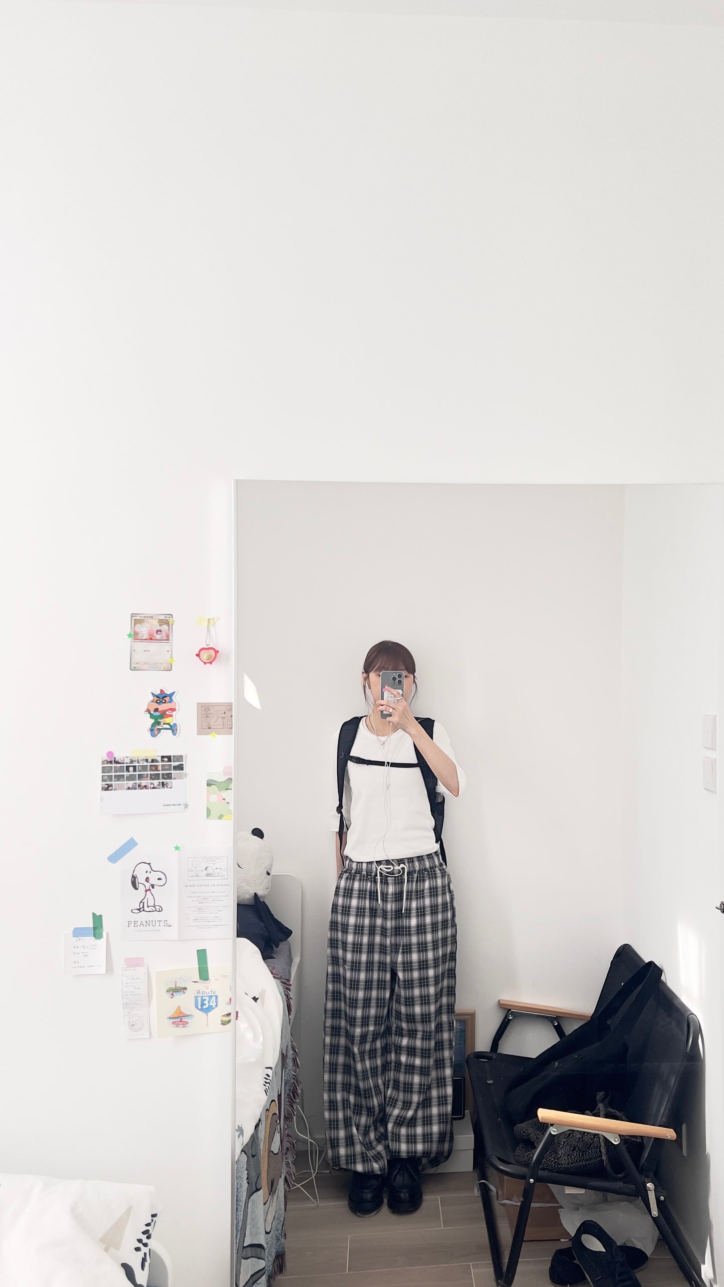 The kyoto checked trousers in black