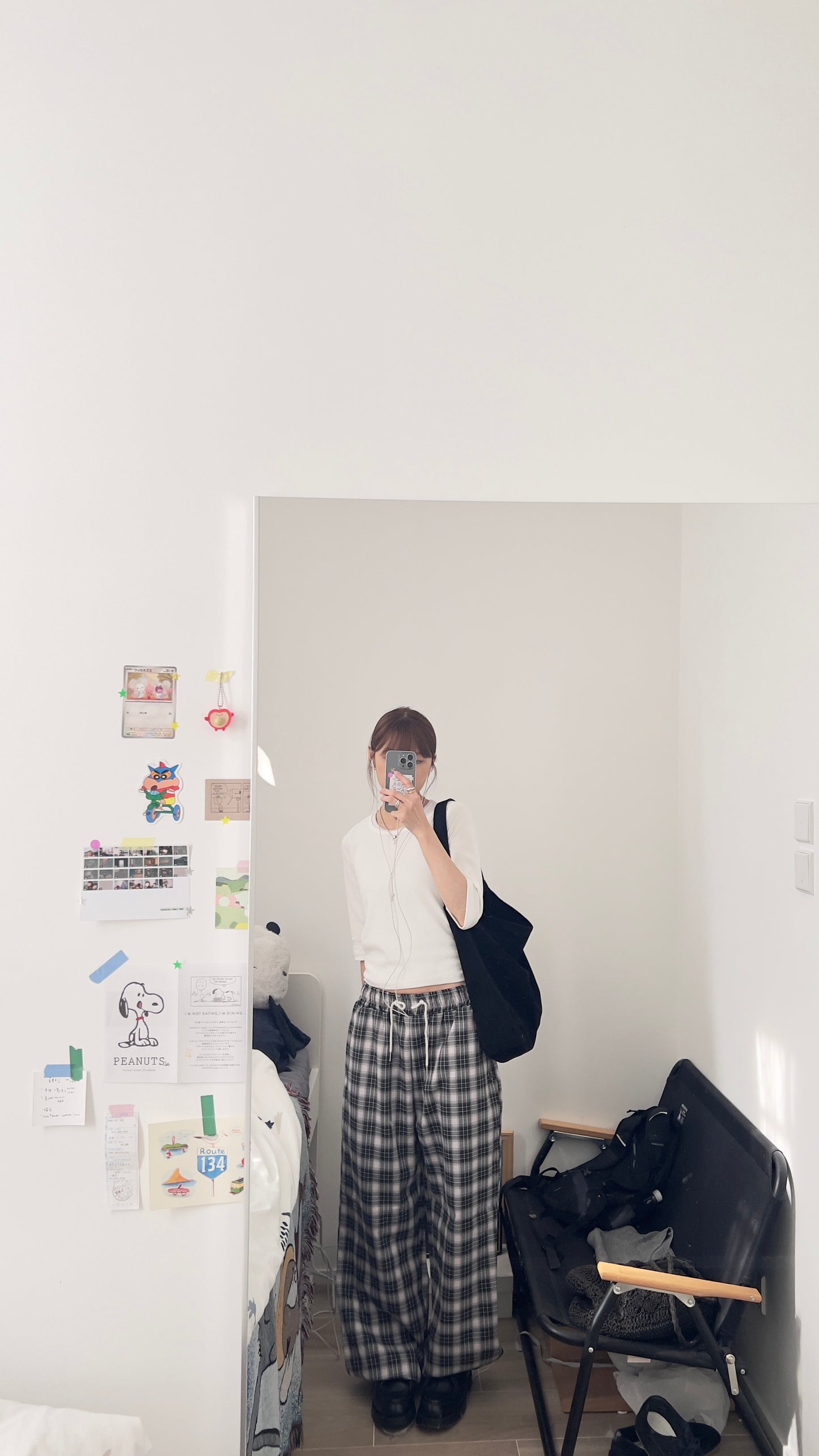 The kyoto checked trousers in black