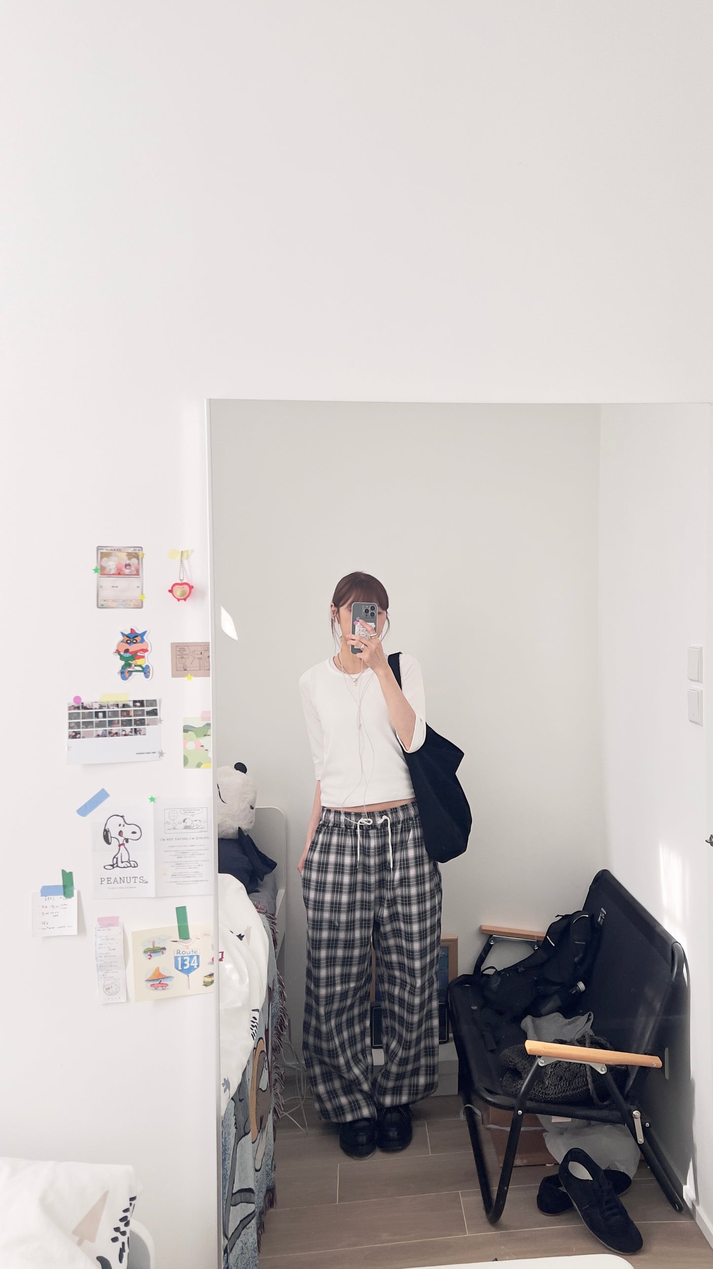 The kyoto checked trousers in black