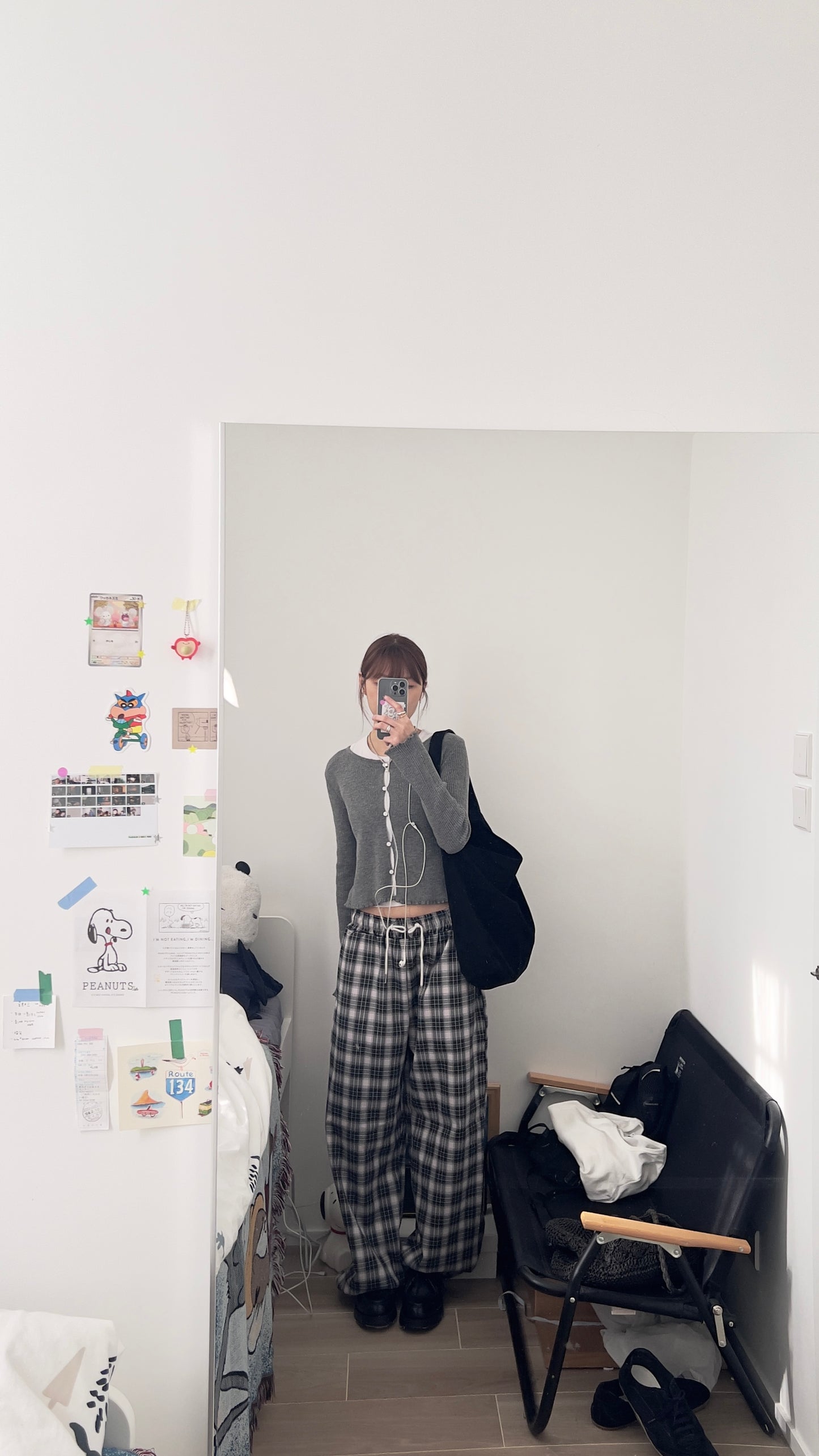 The kyoto checked trousers in black