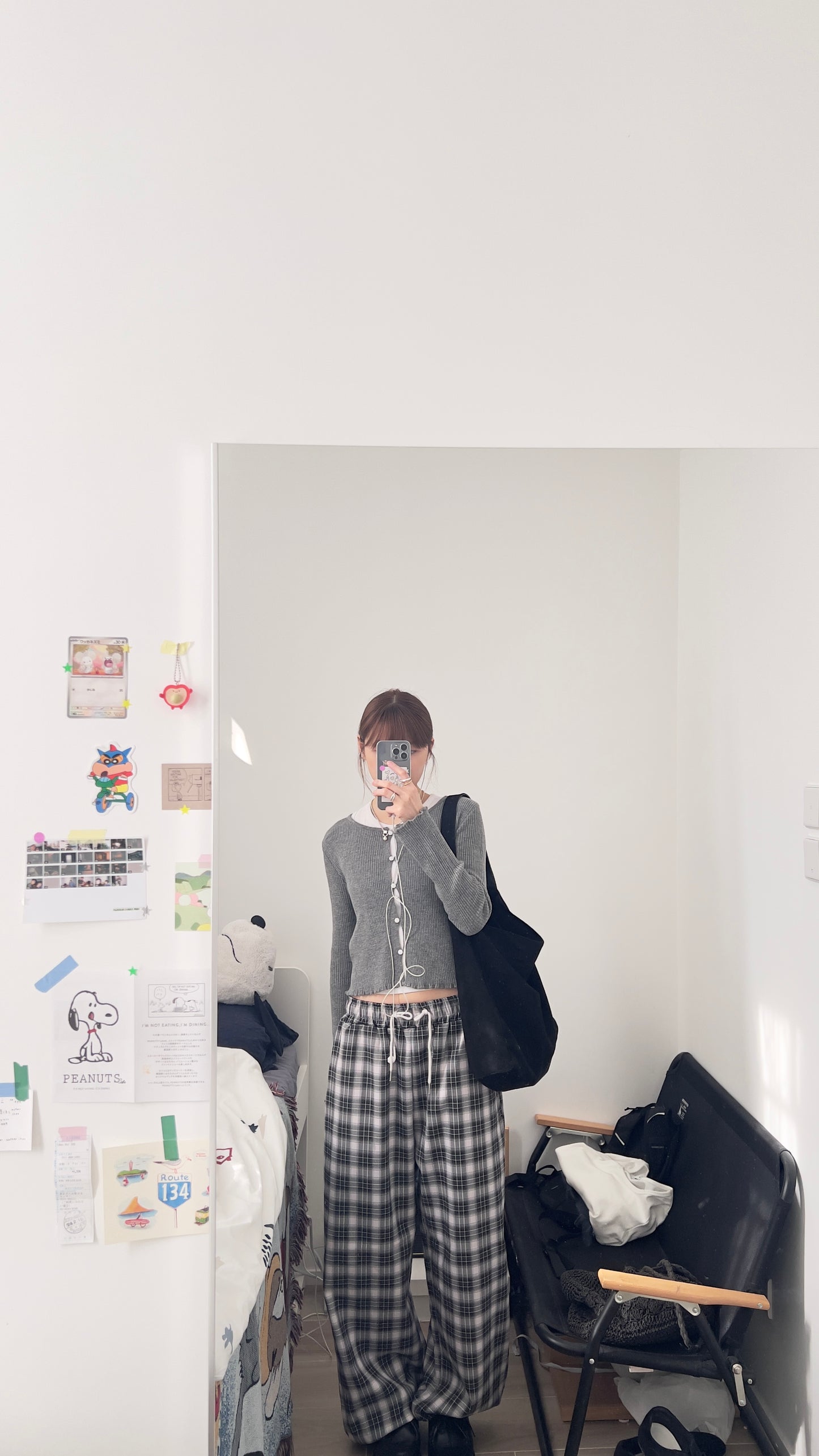 The kyoto checked trousers in black