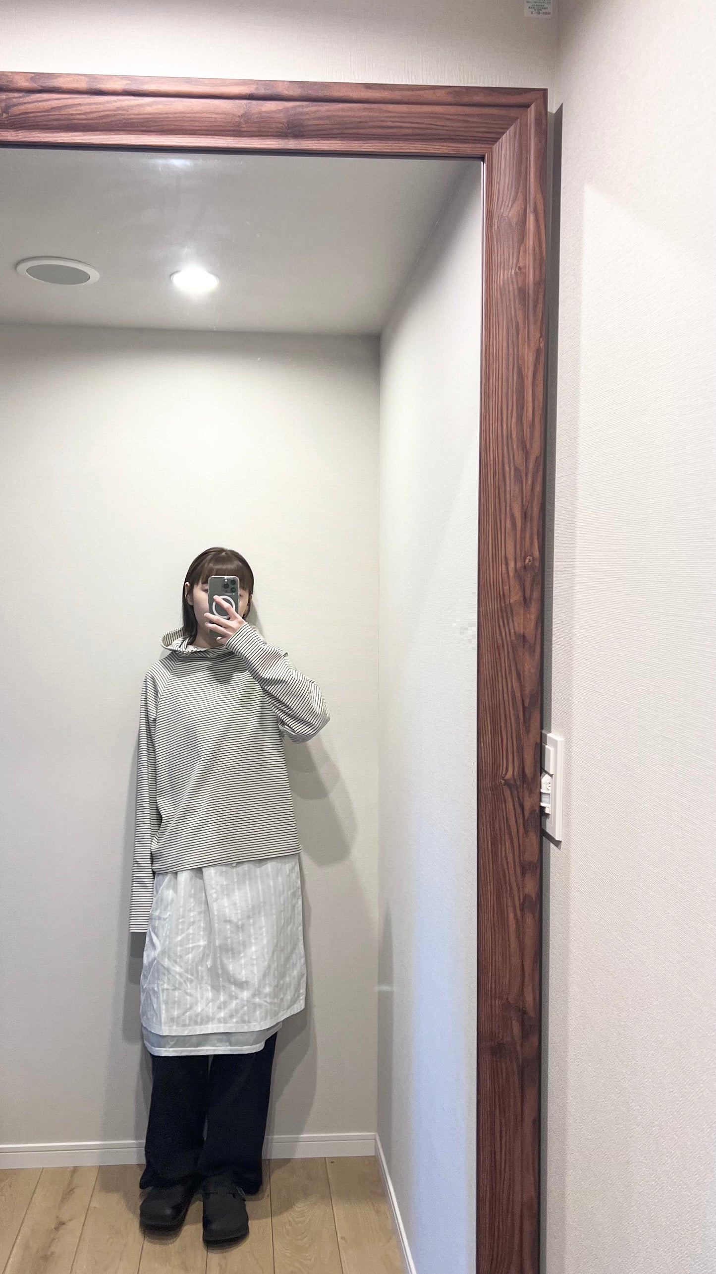 turtle-neck striped hoodie in ivory