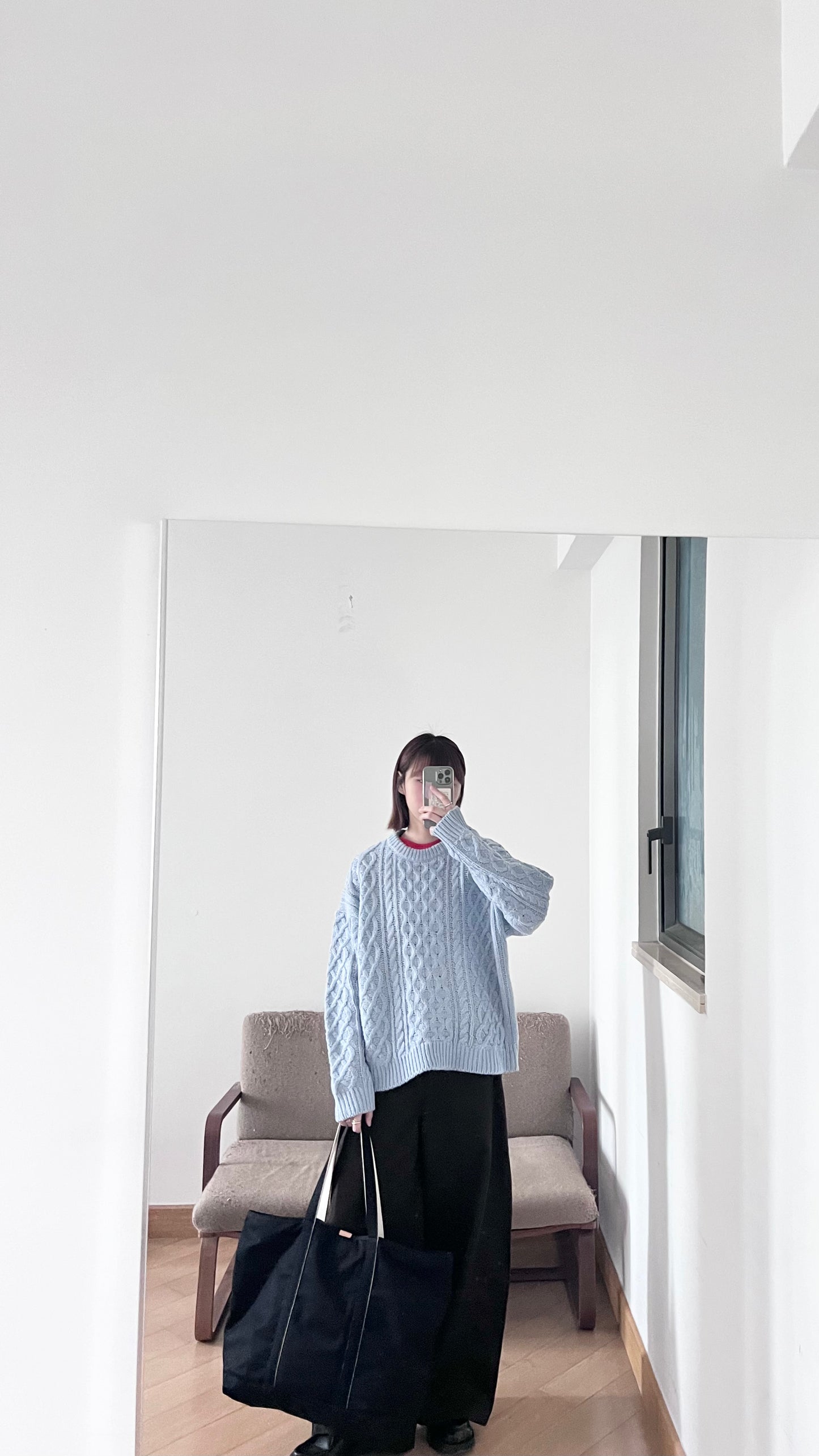 argyle texture sweater in baby-blue (pre-order)
