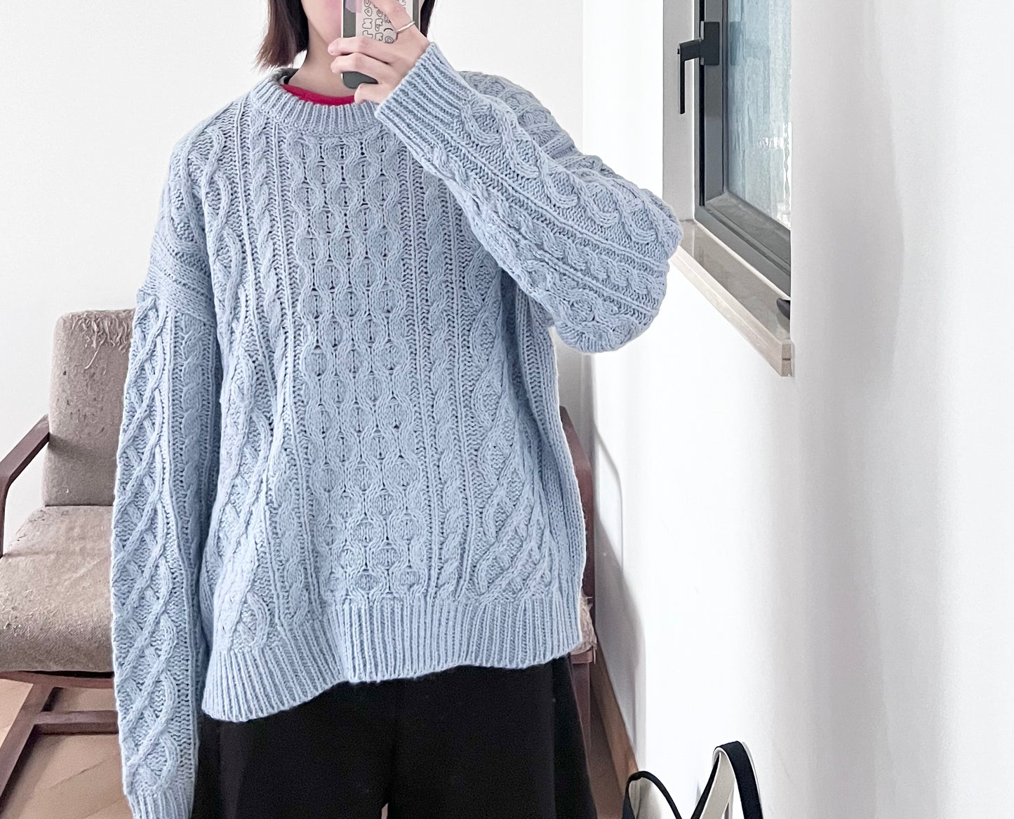 argyle texture sweater in baby-blue (pre-order)