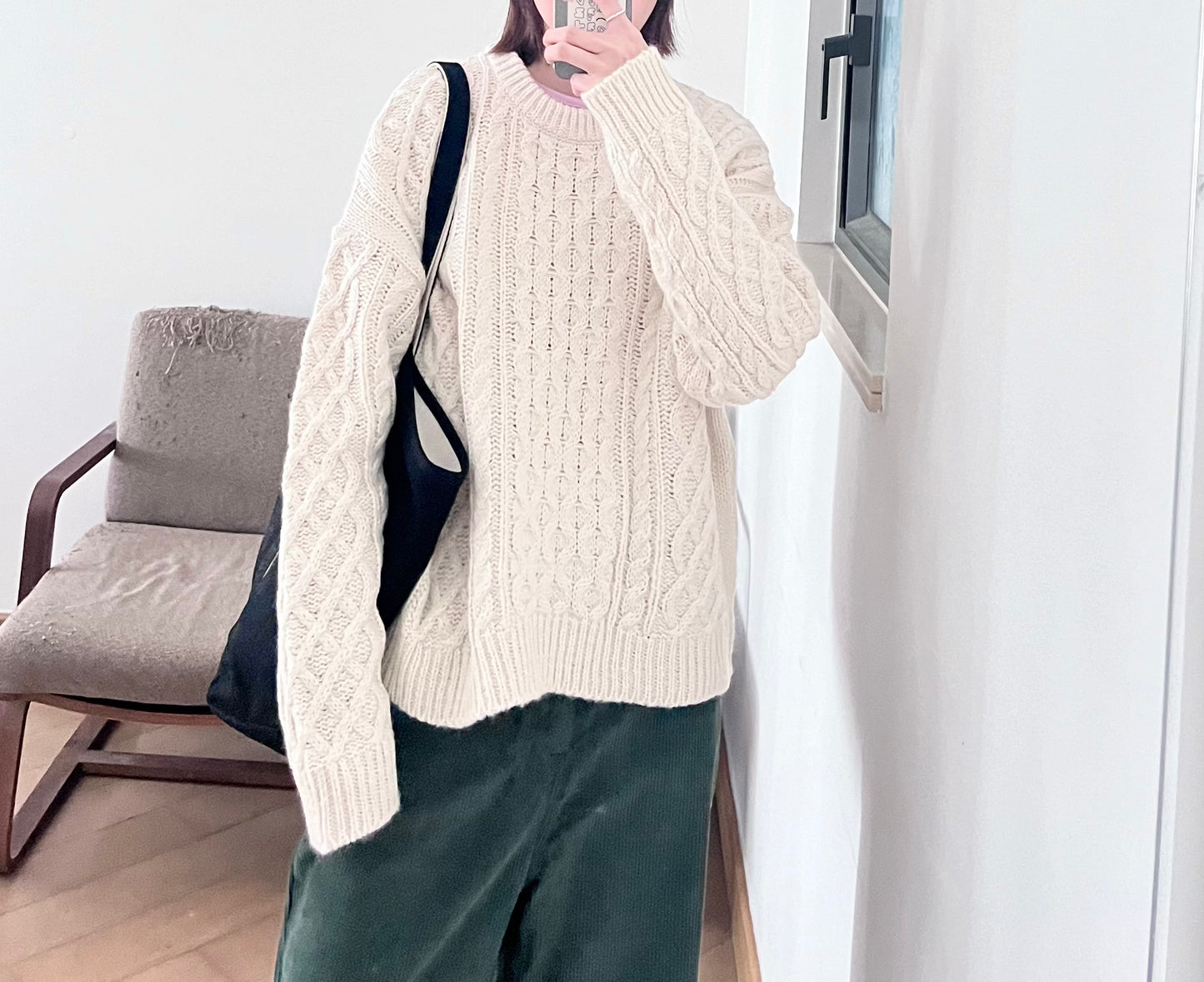 argyle texture sweater in ivory (pre-order)