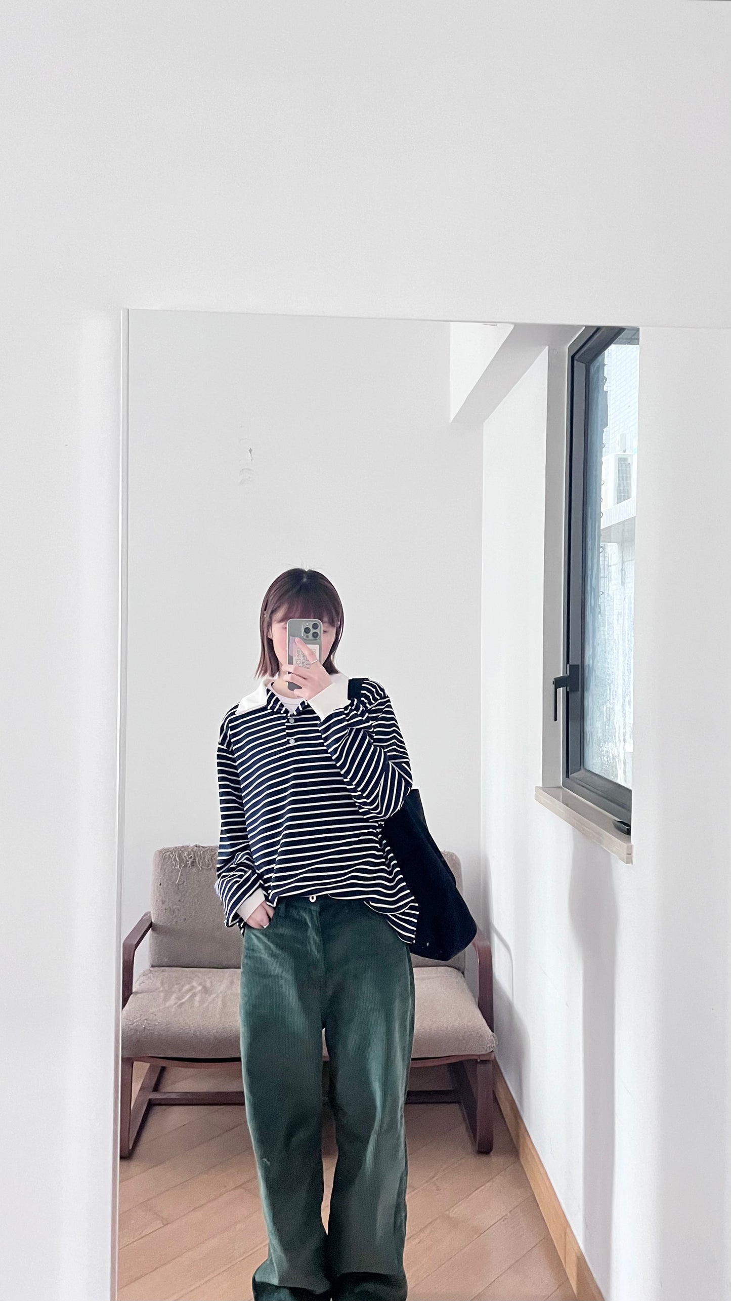 casual stripe polo tee in navy (pre-order)