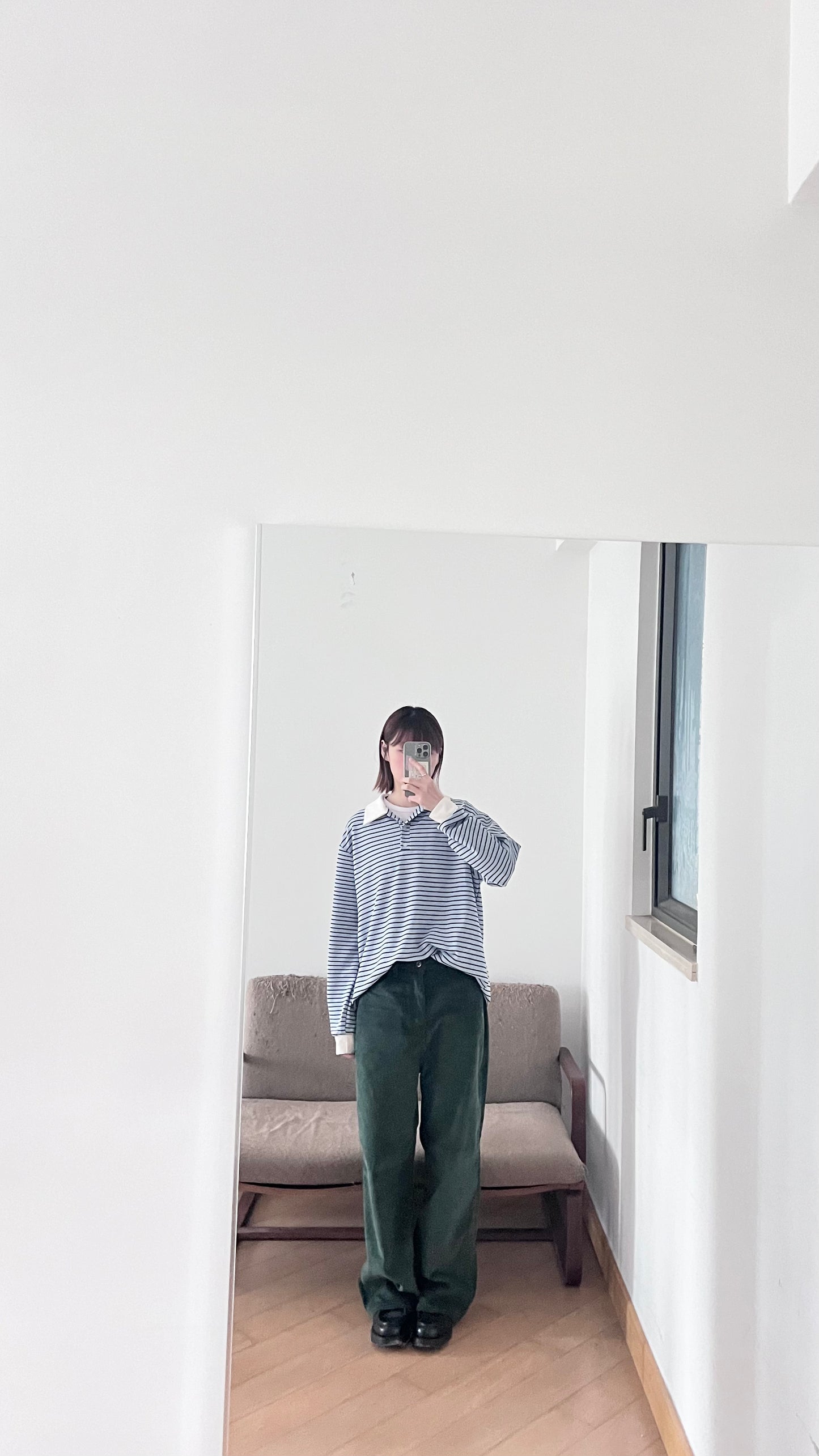 casual stripe polo tee in baby-blue (pre-order)
