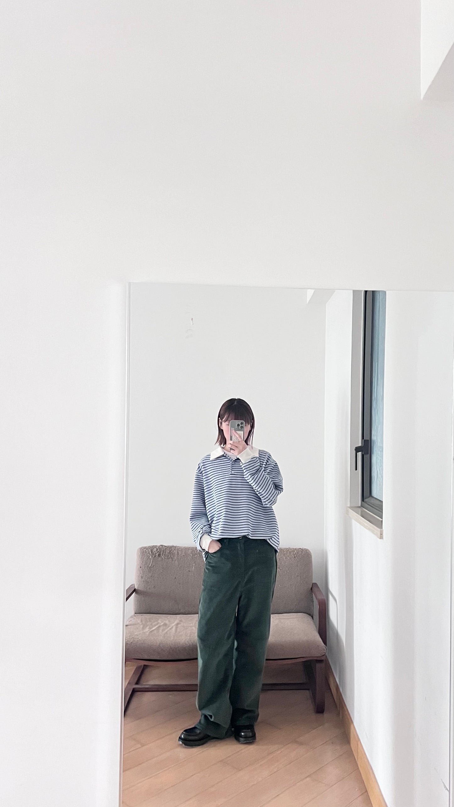 casual stripe polo tee in baby-blue (pre-order)