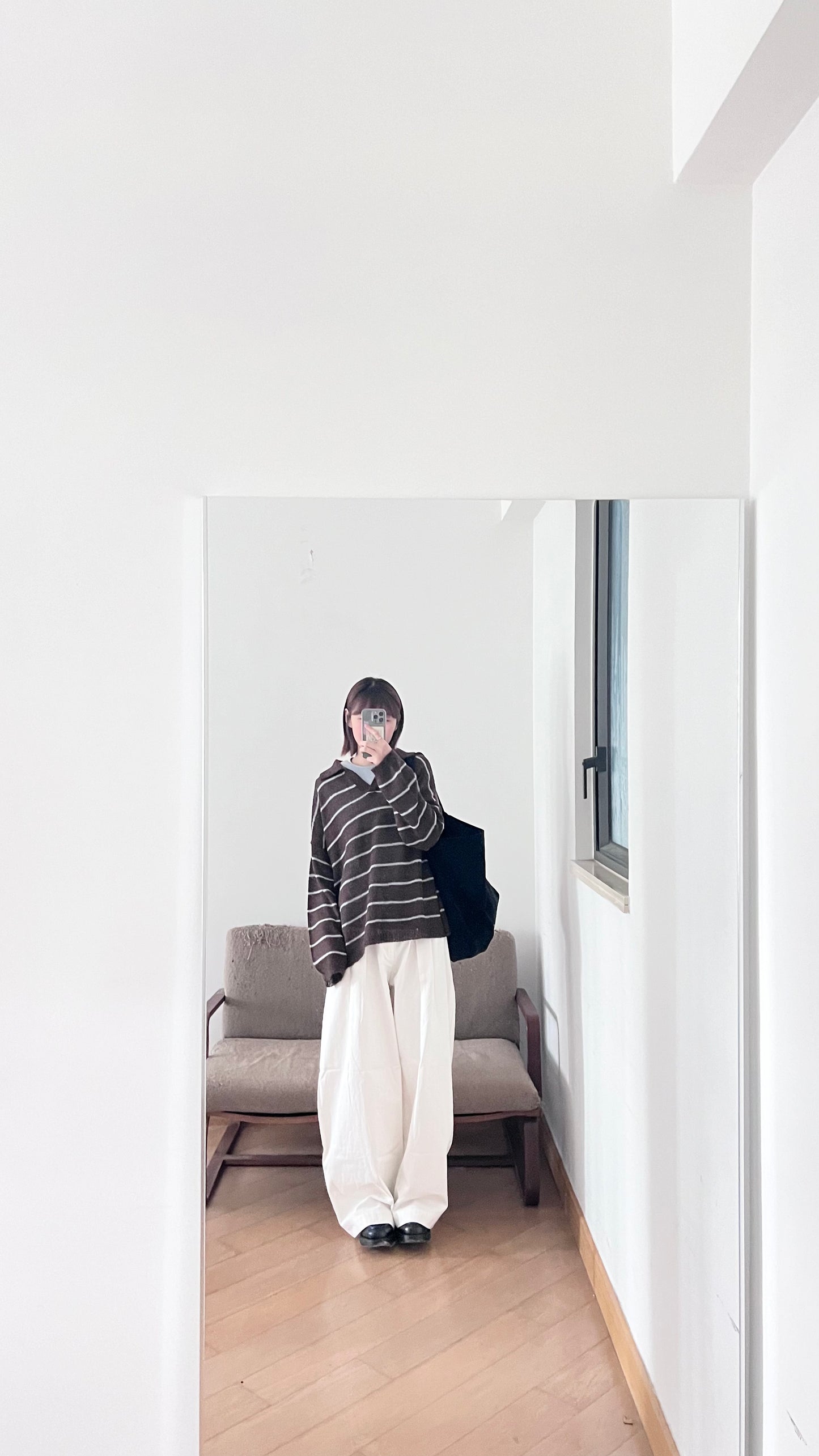 sheer knit polo shirt in brown (pre-order)