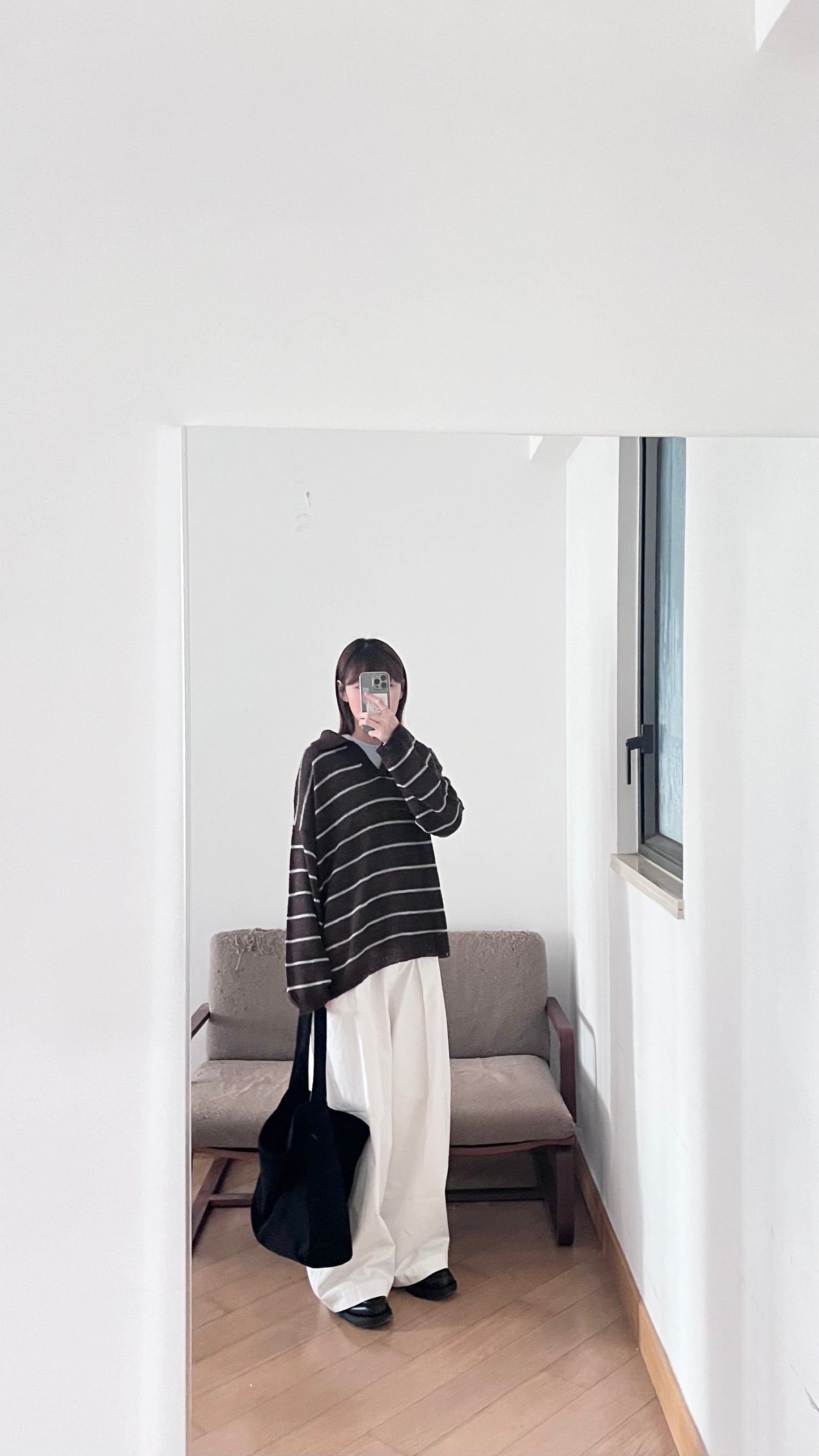 sheer knit polo shirt in brown (pre-order)