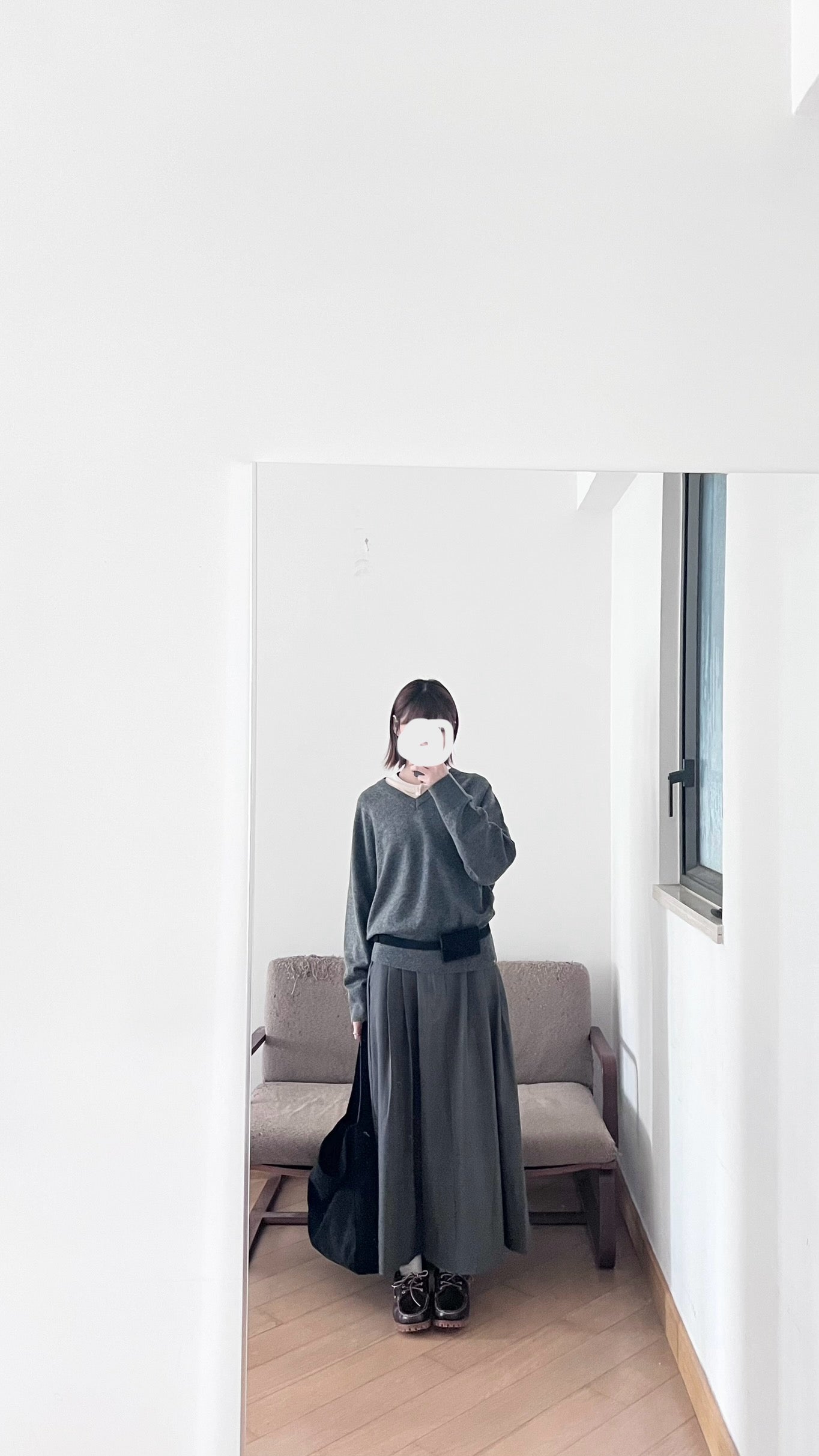 structured skirt-pants in charcoal (pre-order)