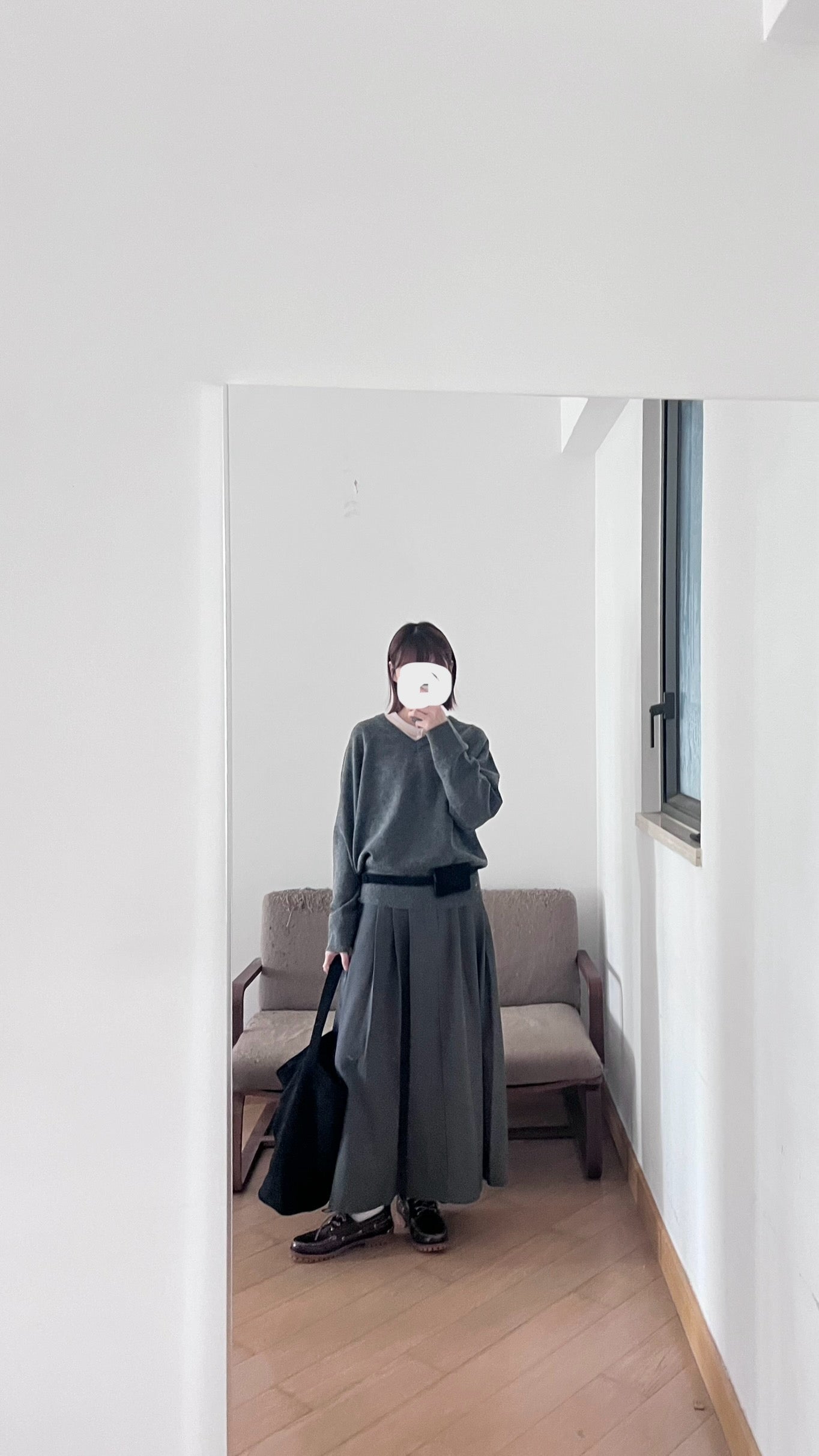 structured skirt-pants in charcoal (pre-order)