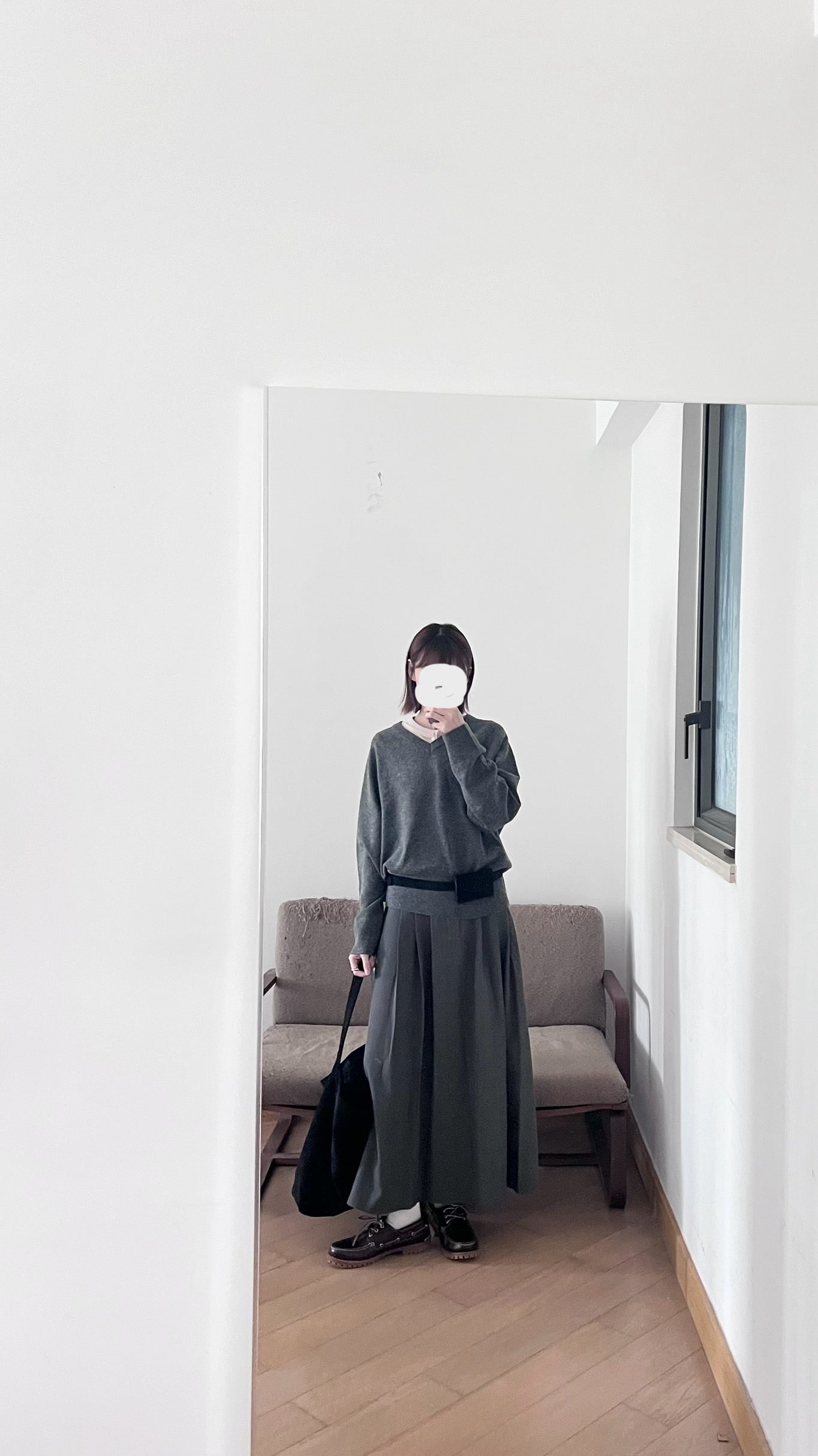 structured skirt-pants in charcoal (pre-order)