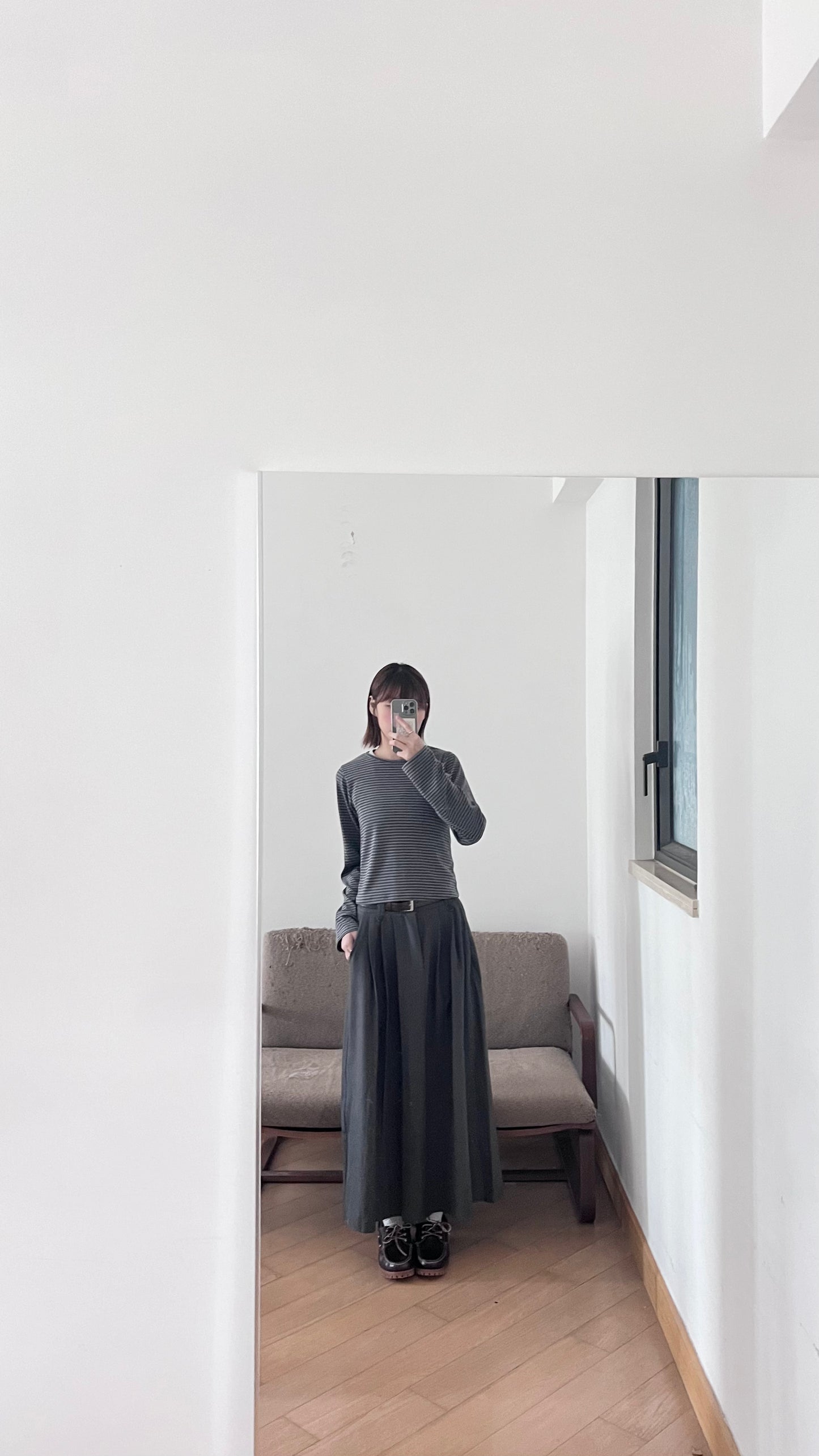 structured skirt-pants in charcoal (pre-order)