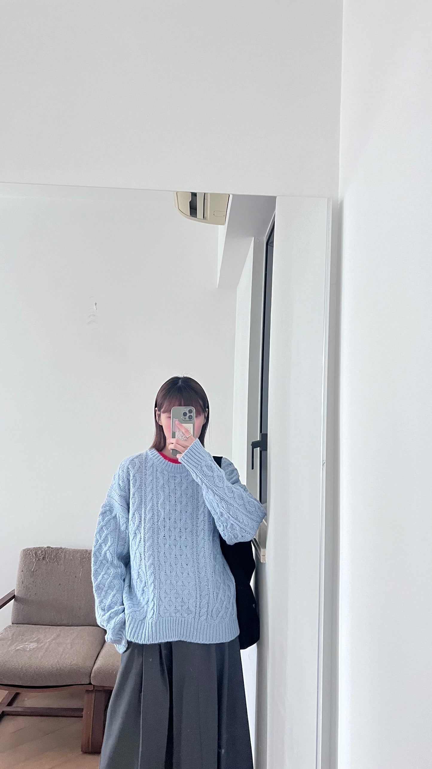 argyle texture sweater in baby-blue (pre-order)
