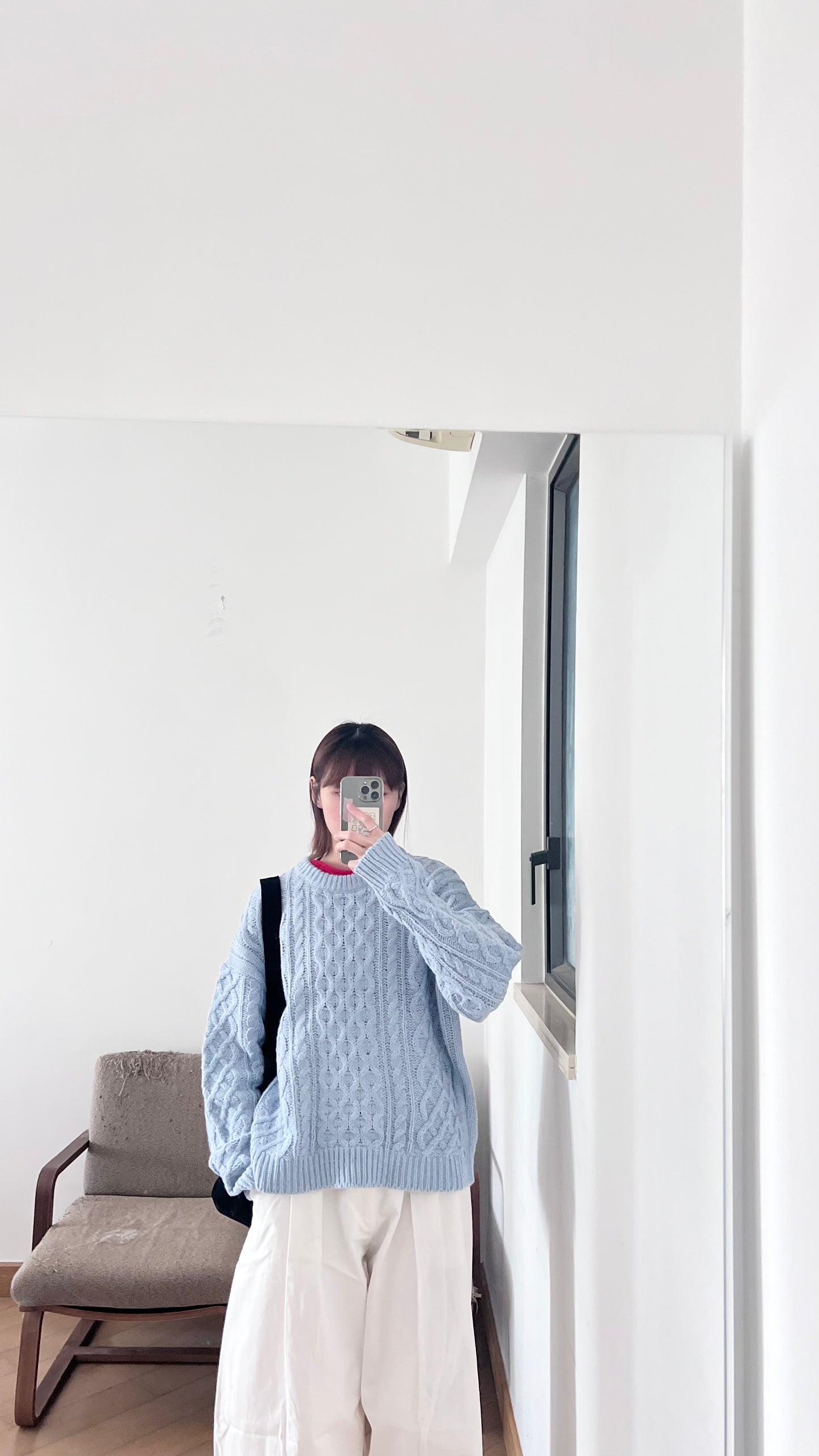 argyle texture sweater in baby-blue (pre-order)