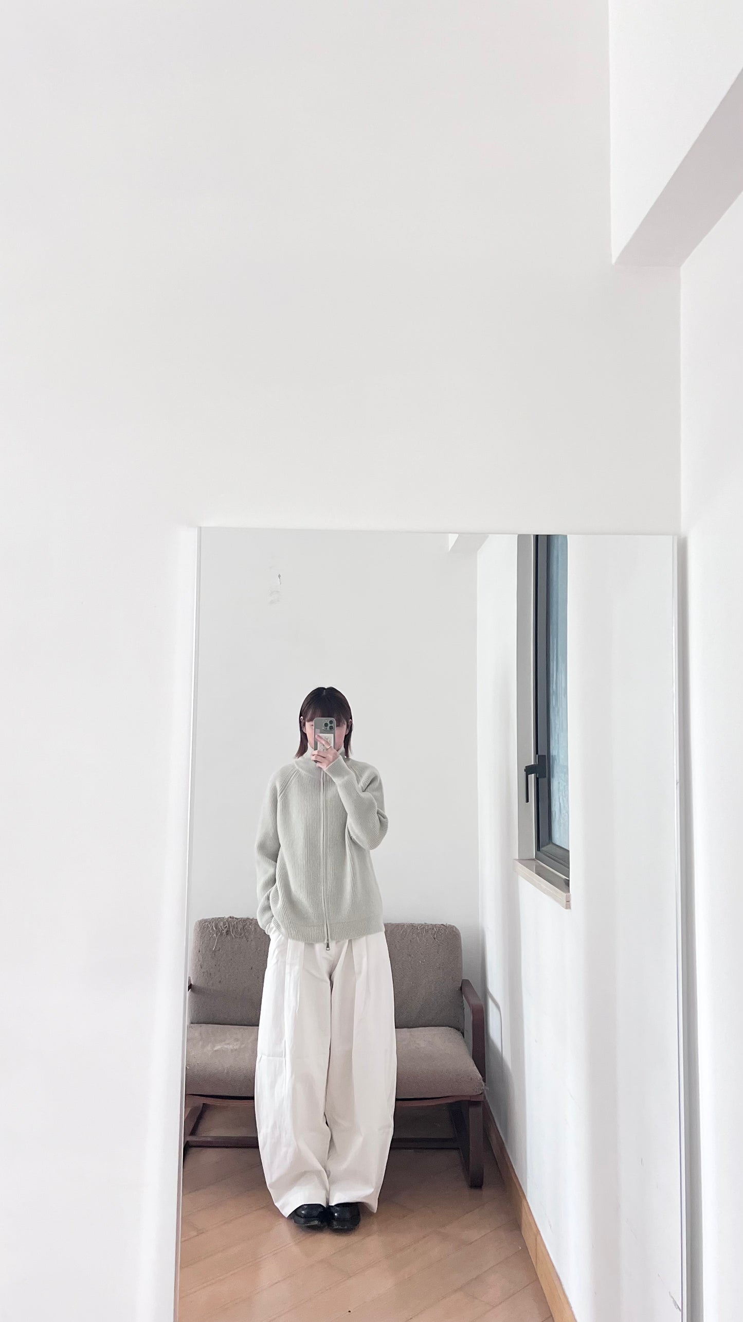 runa ribbed high neck knit jacket in glaucous green (pre-order)