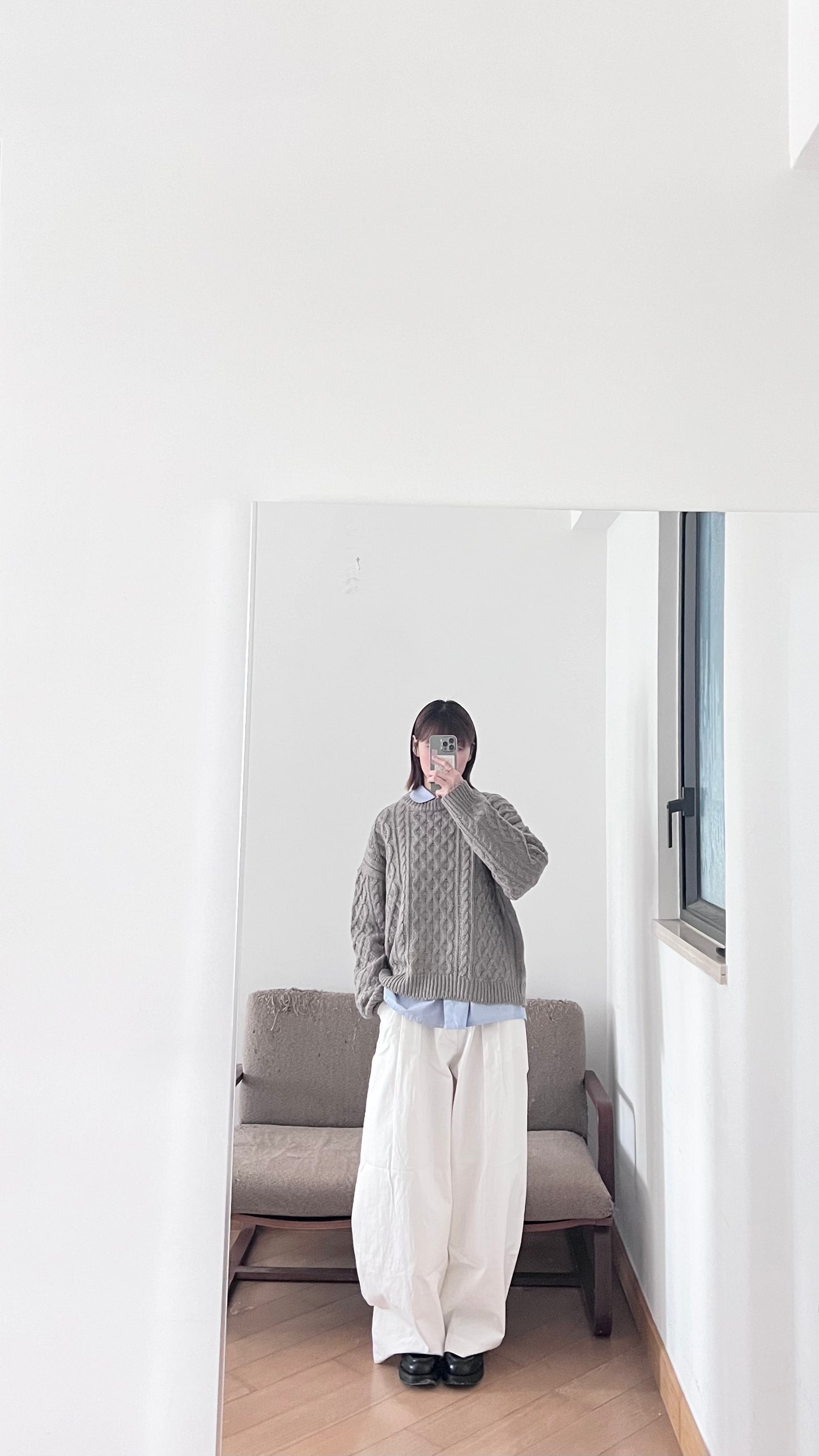 argyle texture sweater in grey (pre-order)