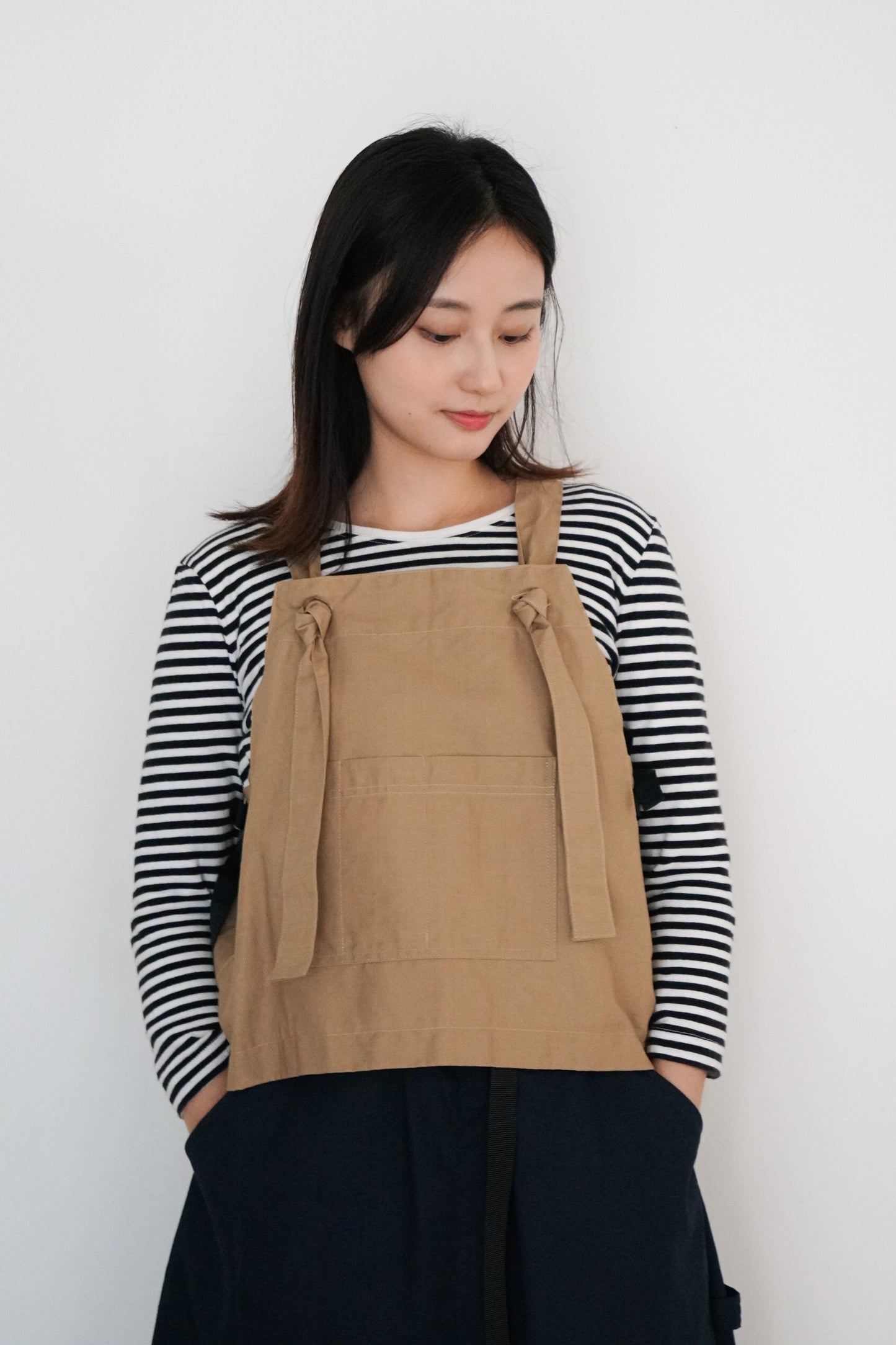 ribbon vest beige