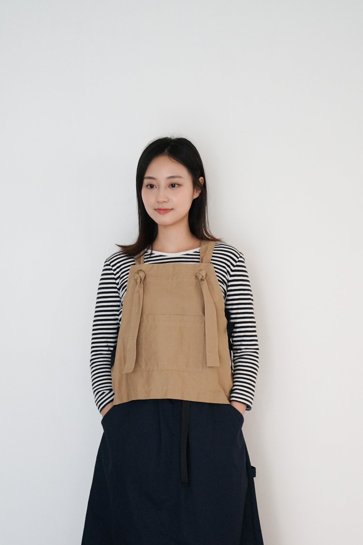 ribbon vest beige